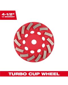 MLW49-93-7784 image(0) - Milwaukee Tool 4-1/2 inch DIAMOND MAX Turbo Diamond Cup Wheel - 14 Segment