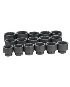 GRE9116 image(0) - Grey Pneumatic 1" Drive 16 Piece Fractional Set 2-1/16" to 3" - 12 Point