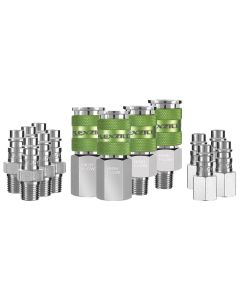 LEGA53458FZ image(0) - Legacy Manufacturing Flexzilla Pro High Flow Coupler and Plug Kit, 14-Piece, 1/4" Body, 1/4" NPT