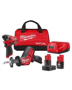 MLW2593-22 image(0) - Milwaukee Tool M12 FUEL 1/4" Hex Impact Driver w/ HACKZALL&reg; Recip Saw Kit