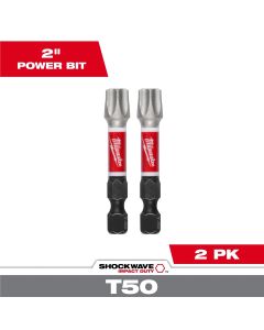 MLW48-32-6002 image(0) - Milwaukee Tool SHOCKWAVE Impact Duty 2 Inch T50 Impact Bits 2Pk