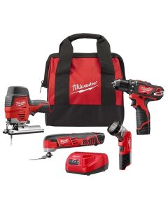 MLW2407-22C image(0) - Milwaukee Tool M12 Cordless LITHIUM-ION 4-Tool Combo Kit