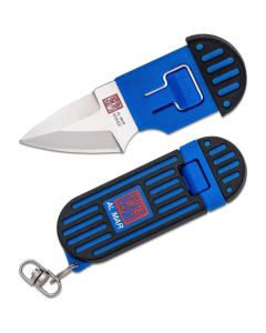 SUNAMK1001BKBL image(0) - SUNEX Al Mar Stringer D2 Wedge Blade Keychain Knife in Giftable Box - Blue/Black
