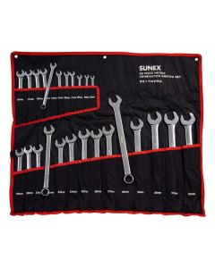 SUNEX 25 Piece Metric Full Polish V-Groove Combo Wrench Set