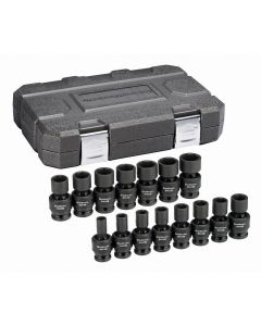 KDT84939N image(0) - GearWrench 15 Piece 1/2 Inch Drive 6 Point Standard Universal Impact Metric Socket Set