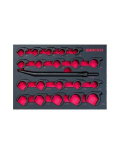 Milton Industries LTI Tool By MIlton 20-Piece SAE/METRIC Shockit Crows Foot Set - Heavy Duty Industrial/Hydraulic Fittings in Foam Tray