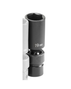 GRE1019UMD image(0) - Grey Pneumatic 3/8" Drive x 19mm Deep Universal Socket 6 Point - Black