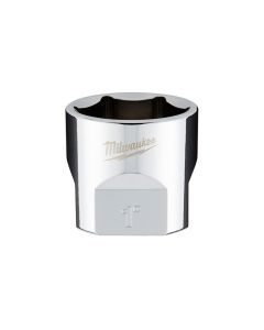 MLW45-34-9072 image(0) - Milwaukee Tool 3/8" Drive 1" SAE 6-Point Socket with FOUR FLAT Sides, Vanadium Steel, Chrome