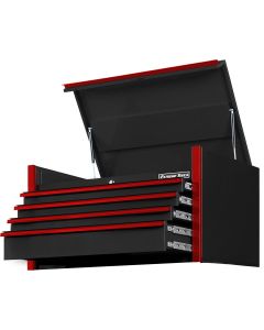 EXTDX412504CHBKRD image(0) - Extreme Tools DX Series 41in. W X 25in. D 4 Drawer Top Chest, 100 lbs Slides, Black with Red Drawer Pulls