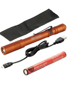 STL66146 image(0) - Streamlight Stylus Pro USB with USB Cord, Nylon Holster - Orange with White LED