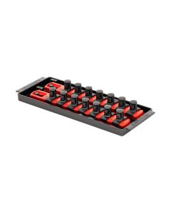 Ernst Mfg. 2 Rail Universal Twist Lock Socket Tray 8", Red, with 14) 1/2" Socket Clips