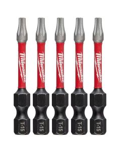 MLW48-32-4683 image(1) - Milwaukee Tool T15 TORX SHOCKWAVE Impact 2" Power Bits (5 pk)