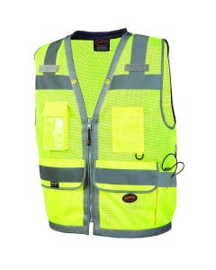 Pioneer Mesh Surveyor Vest with Padded Collar  - Color:  Hi-Vis Yellow/Green - Size: 3XL