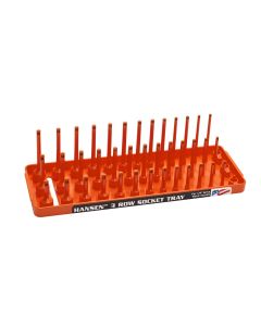 Hansen Global 1/4" Metric 3-Row Socket Tray - Orange