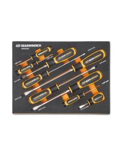 KDTGWMSSCRSL image(0) - GearWrench 9 Piece Slotted Dual Material Screwdriver Set in Foam Storage Tray