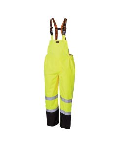 SRWV1200461U-S image(0) - Pioneer Pioneer - 300D Ripstop Waterproof Safety Bib Pant - Hi-Vis Yellow/Green - Size Small