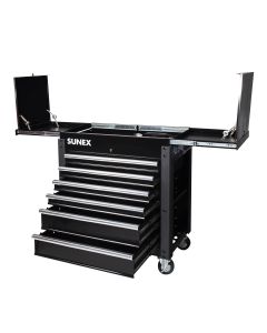 SUN8035XTFDBK image(0) - SUNEX 6-Drawer Slide Top Service Cart, Blac