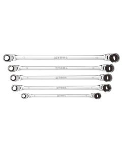 KTIXDDBM10 image(1) - K Tool International Wrench Set 5 Piece Metric Ratcheting Reversible Double Box Flexible Extra Long Universal Spline 90 Tooth