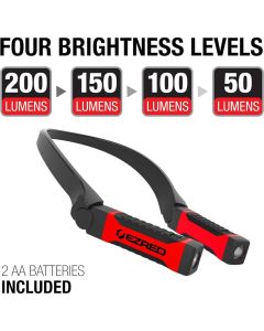 EZRNK10 image(1) - E-Z Red ANYWEAR  200 Lumen  Dimmable Neck Light with 2 AA Batteries - Red