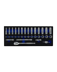 K Tool International 33Pc 3/8" Dr Met 6 Pt Std and Dp Socket Set FORD