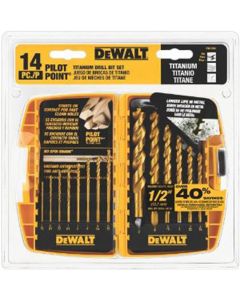DWTDW1354 image(0) - DeWalt 14-pc. IMPACT READY Titanium Drill Bit Set with TOUGHCASE + SYSTEM