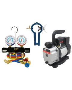 CPS Products Vacuum pump with manifold and can tap kit