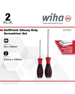 WIH53082 image(2) - Wiha Tools 2 Pc SoftFinish X Heavy Duty Slotted/Phillips Screwdriver Set