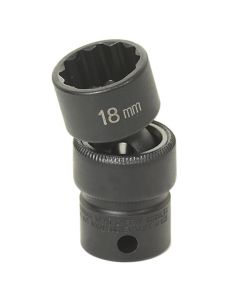GRE1114U image(0) - Grey Pneumatic 3/8" Drive x 7/16" Standard Universal- 12 Point Socket - Black