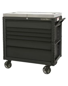 EXTEX4106TCSMBBK image(1) - Extreme Tools EX Professional Series 41 Inch 6 Drawer Sliding Top Tool Cart  with stainless steel work surface - Matte Black With Black Drawer Pulls
