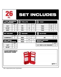 MLW48-32-4408 image(1) - Milwaukee Tool SHOCKWAVE Impact Duty Drive and Fasten Set - 26PC