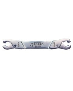 S.U.R.&R. Versatile line wrench featuring unique ratcheting push on / pull off operation. Designed for convenient, single-handed use. Sizes: 12mm (15/32&rdquo;) & 13mm (1/2&rdquo;)