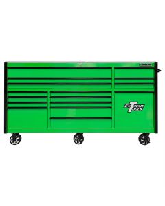 EXTRXQ843016RCGNBK image(1) - Extreme Tools 25th Anniversary Edition RX Series 84"W x 30"D Triple Bank Roller Cabinet with Power Tool Drawer