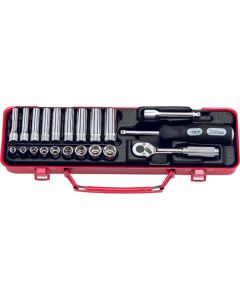 KKN2277 image(0) - Ko-ken USA 2277 1/4 Sq. Dr. 21 Piece Metric 6-Point Socket Set  5.5-13mm
