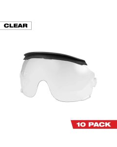 MLW48-73-1454 image(1) - Milwaukee Tool 10pk Gasketed Clear Eye Visor Replacement Lenses (Milwaukee&reg; BOLT Safety Helmet & BOLT Hard Hat Mount)