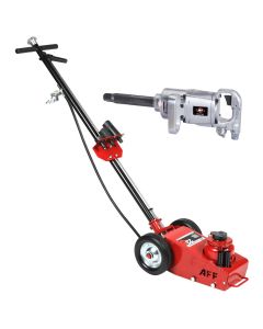 INT565F-7685 image(0) - American Forge & Foundry Axle Jack - 22 Ton Capacity - Air/Hydraulic - Spring Return - w/ 3 pc Ext Kit & 2 pc Handle and 1 in. Drive Impact Wrench