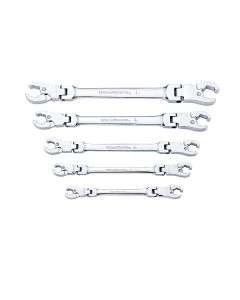 KDT89100 image(0) - GearWrench 5 Piece Ratcheting Flex Head Flare Nut SAE Wrench Set