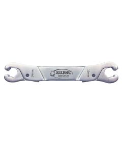 SRRRLW1415 image(0) - S.U.R.&R. Versatile line wrench featuring unique ratcheting push on / pull off operation. Designed for convenient, single-handed use. Sizes: 14mm (9/16&rdquo;) & 15mm (19/32&rdquo;)