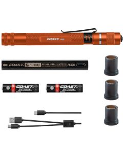 COS21521 image(0) - COAST HP3R 500 Lumen  Rechargeable Penlight with Twist Focus - Color Orange