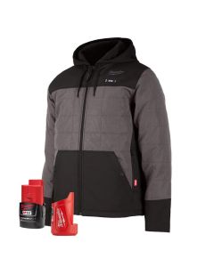 MLW205G-213X image(0) - Milwaukee Tool M12 Heated Axis Hooded Jacket Kit, 3X - Gray/Black