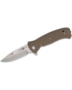 SUNAMK2212 image(1) - SUNEX AL Mar SERE 2020 Coyote Assisted Open Liner Lock D2 3 Inch Satin Finish Plain Edge Talon Blade with G10 Handle Tactical Folding Knive - Coyote Tan