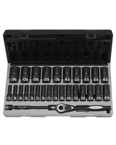 GRE82629MD image(0) - Grey Pneumatic 1/2" Drive 29 Piece Metric Deep Duo-Socket Set - 6 Point