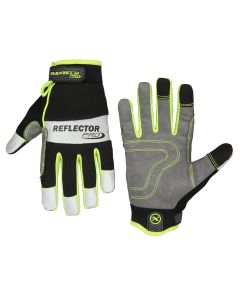 LEGGH400PM image(0) - Legacy Manufacturing Flexzilla&reg; Pro High Dexterity Reflector Gloves, 3M&trade; Scotchlite&trade; Reflective Material, Gray/Black/ZillaGreen&trade;, M