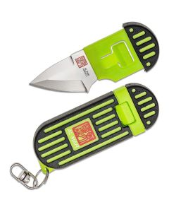SUNAMK1001BKGBL image(0) - SUNEX Al Mar Stringer D2 Wedge Blade Keychain Knife in Blister Card - Green/Black