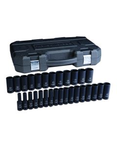 KDT84935N image(0) - GearWrench 29 Piece 1/2 Inch Drive 6 Point Deep Impact Metric Socket Set