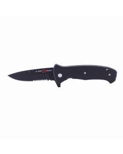 SUNAMK2207 image(0) - SUNEX AL Mar SERE 2020 G Assisted Open Liner Lock D2 3.6 Inch Matte Black Titanium Finish Combination Edge Talon Blade with G10 Handle Tactical Folding Knive - Black