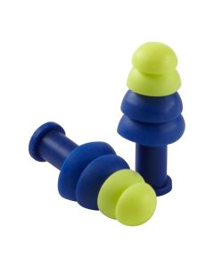 Sellstrom Earplugs - Reusable - Tapered - Uncorded - Blue/Hi-Viz Green - NRR 27 - 100 Pair Dispenser Box
