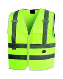 SRWV1025160U-L image(0) - Pioneer Pioneer - Multi-Pocket Safety Vest - Hi-Vis Yellow/Green - Size Large