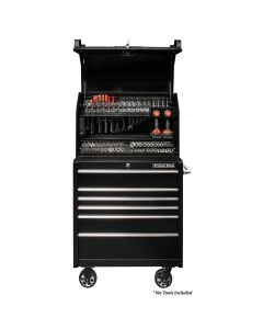 Extreme Tools PWS Series 36in W x 20in D Extreme Portable Workstation and 36in W x 25in D 6-Drawer Roller Cabinet Combo, Textured Black