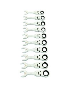 KDT86870 image(0) - GearWrench 10 Piece 90-Tooth 12 Point Metric Stubby Flex Ratcheting Combination Wrench Set