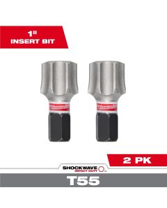 MLW48-32-6003 image(0) - Milwaukee Tool SHOCKWAVE Impact Duty 1 Inch T55 Insert Bits 2Pk